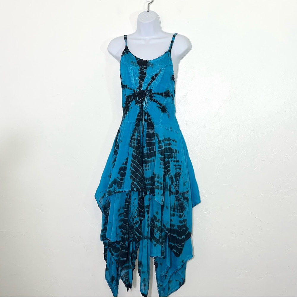 Sakkas Annabella Batik Corset Bodice Handkerchief Hem Dress Free Size
